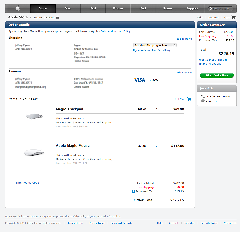 Entry page of Apple Checkout Redesign